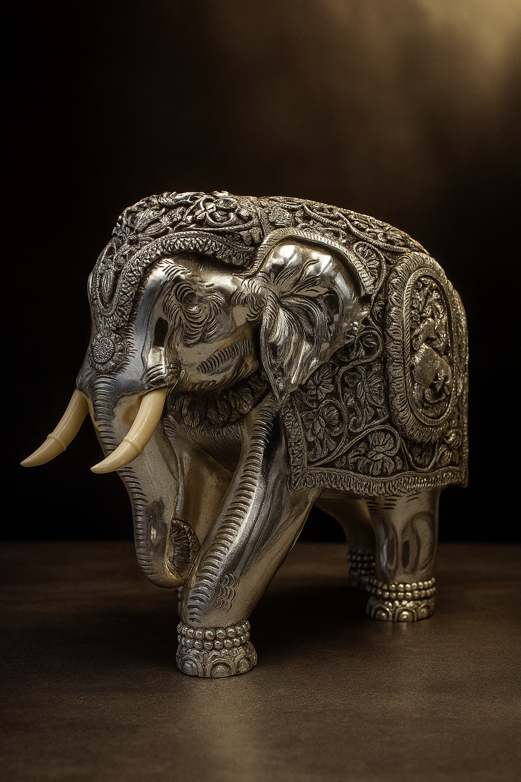 silver plated home decor elephant