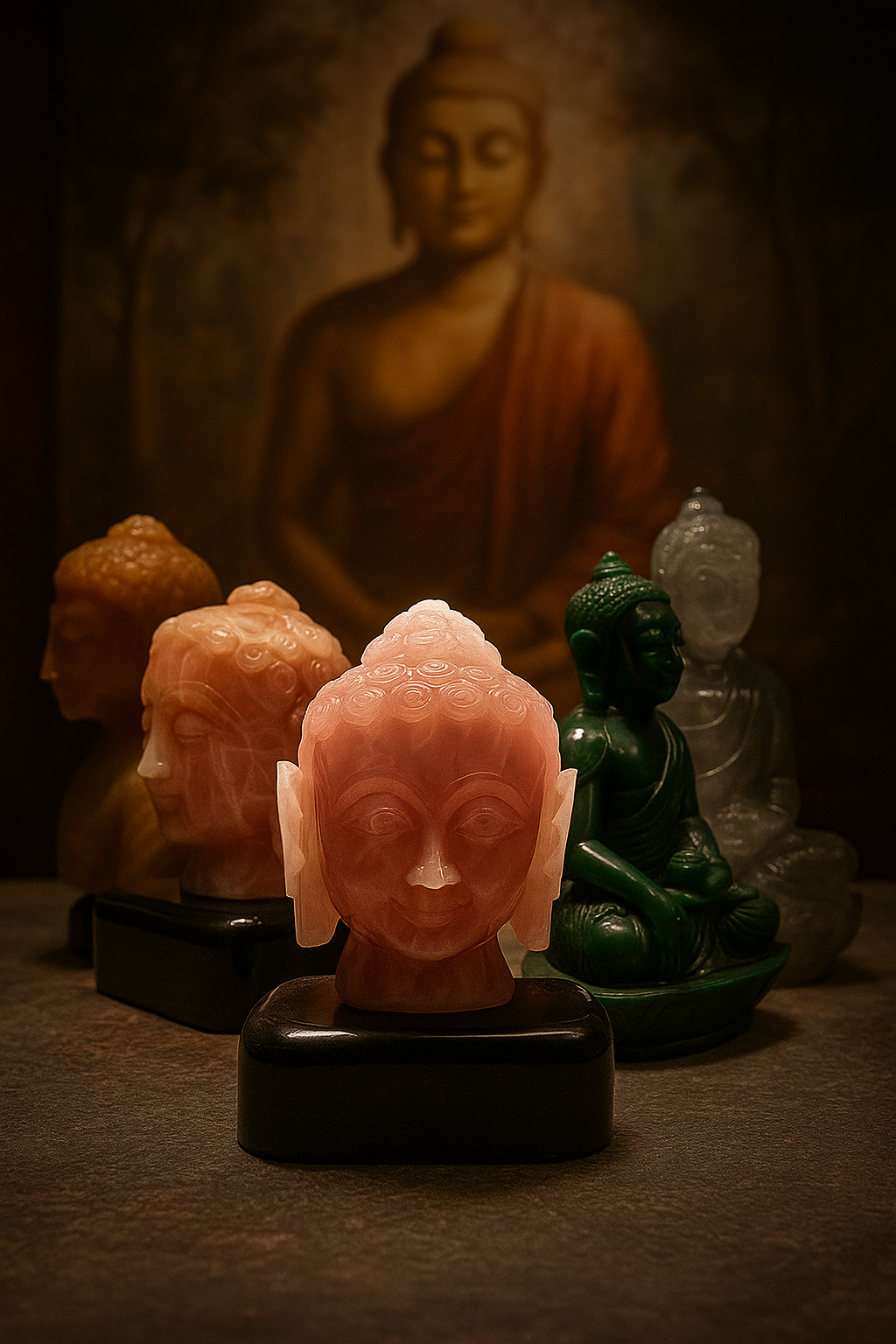 gemstone budhha statues