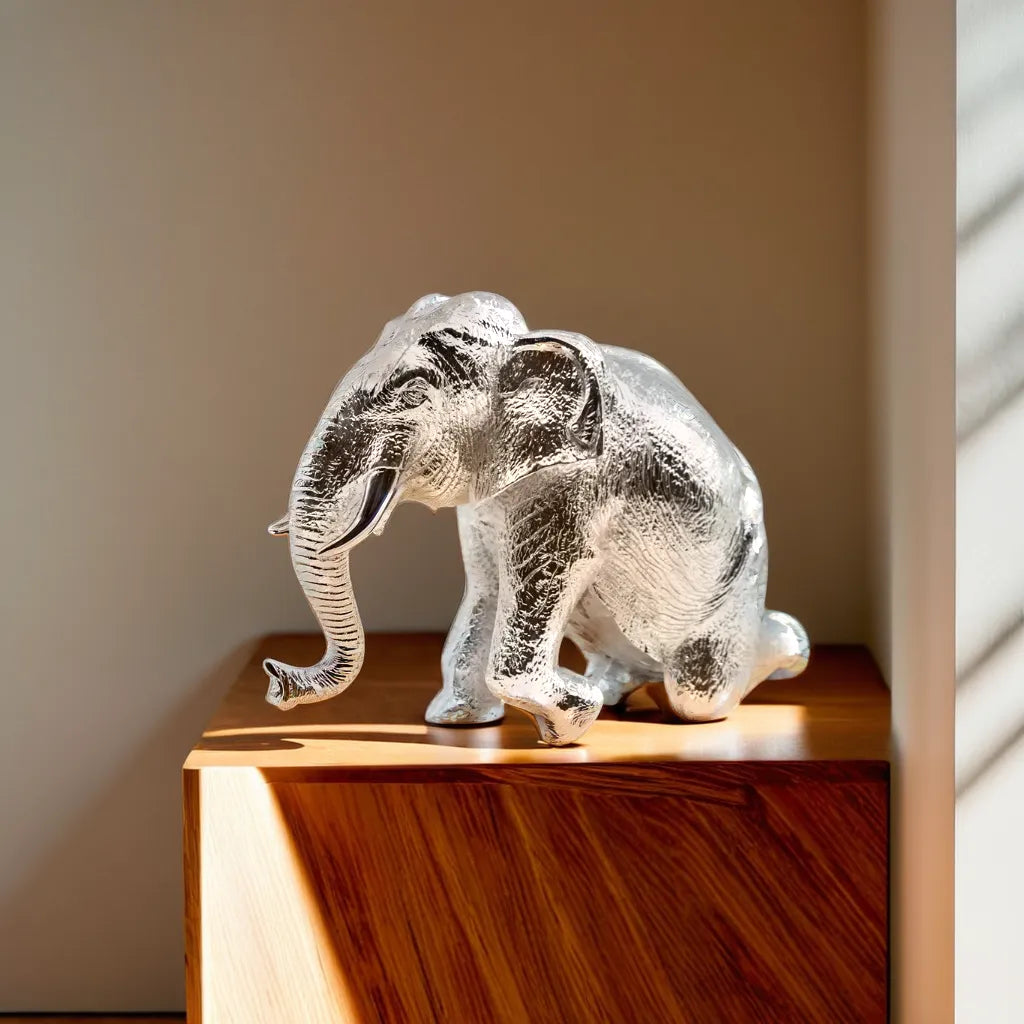 silver plated elephant statue