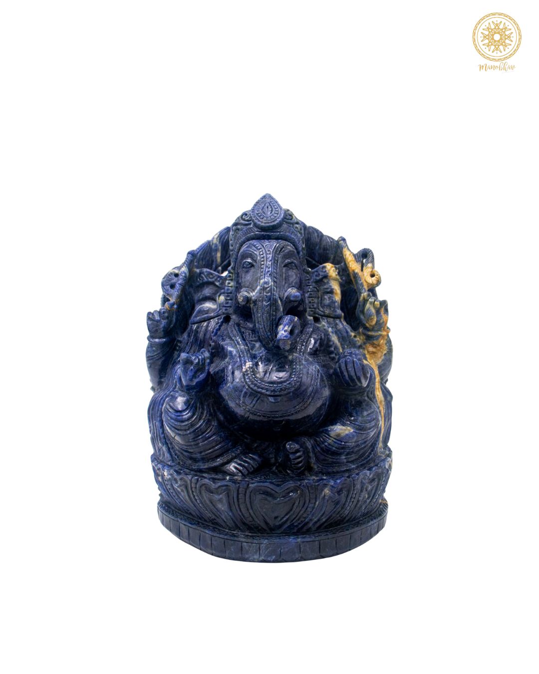 Blue Quartz Sitting Ganesha Statue for Wisdom and Positive Energy