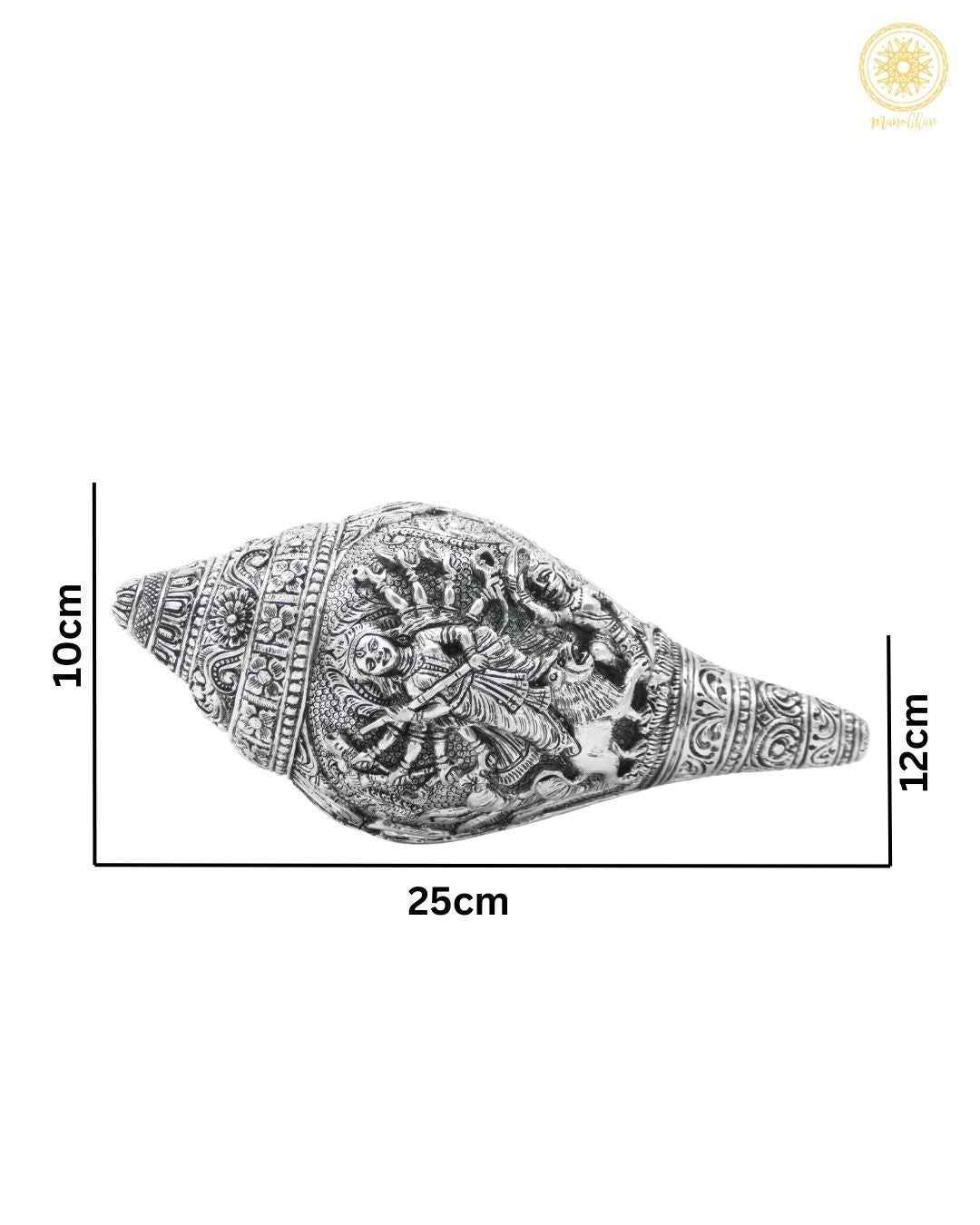 Handcrafted Silver plated Durga Conch Shell | Shankh