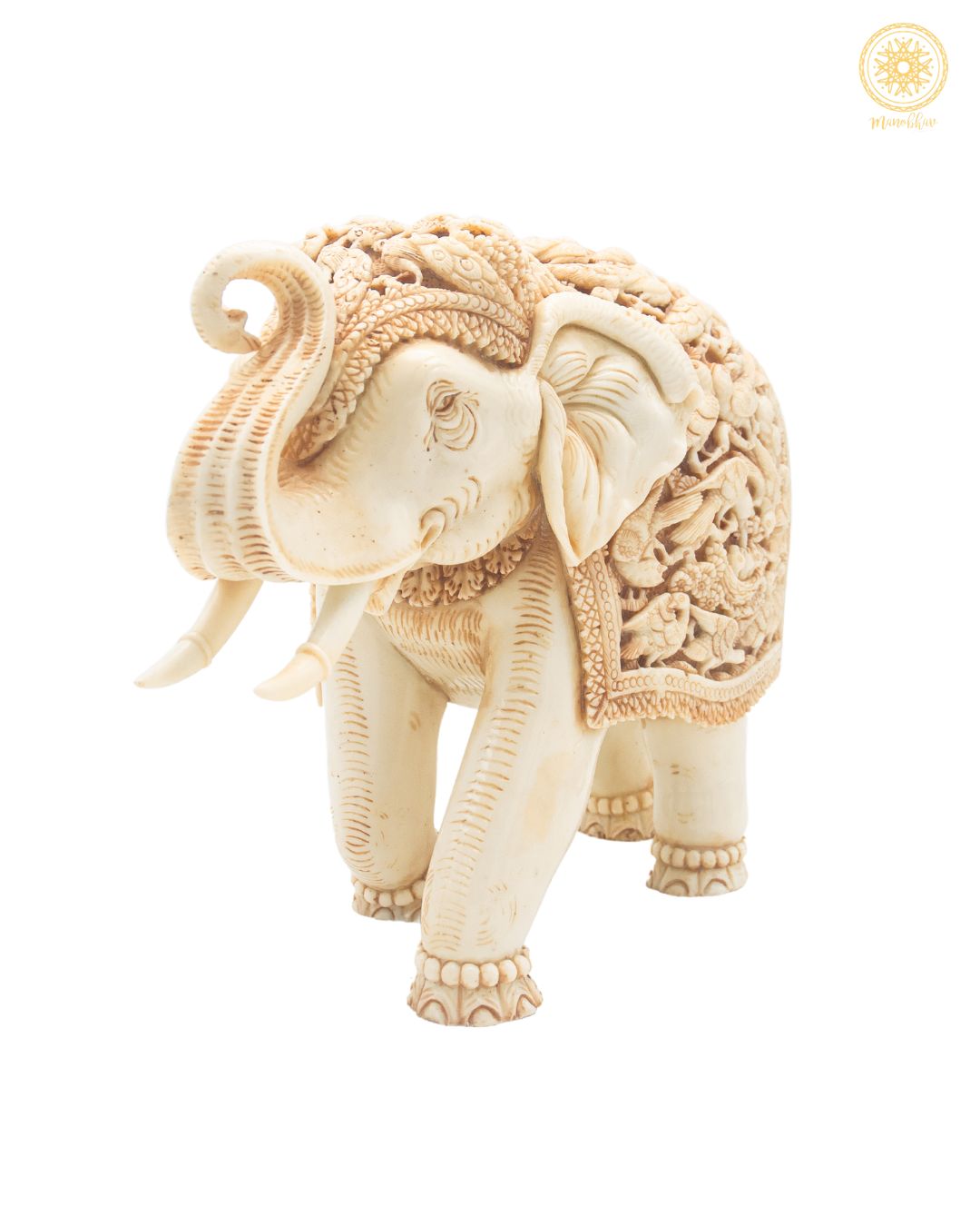 Hand Carved Resin Elephant Sculpture | Decorative Figurine For Gift