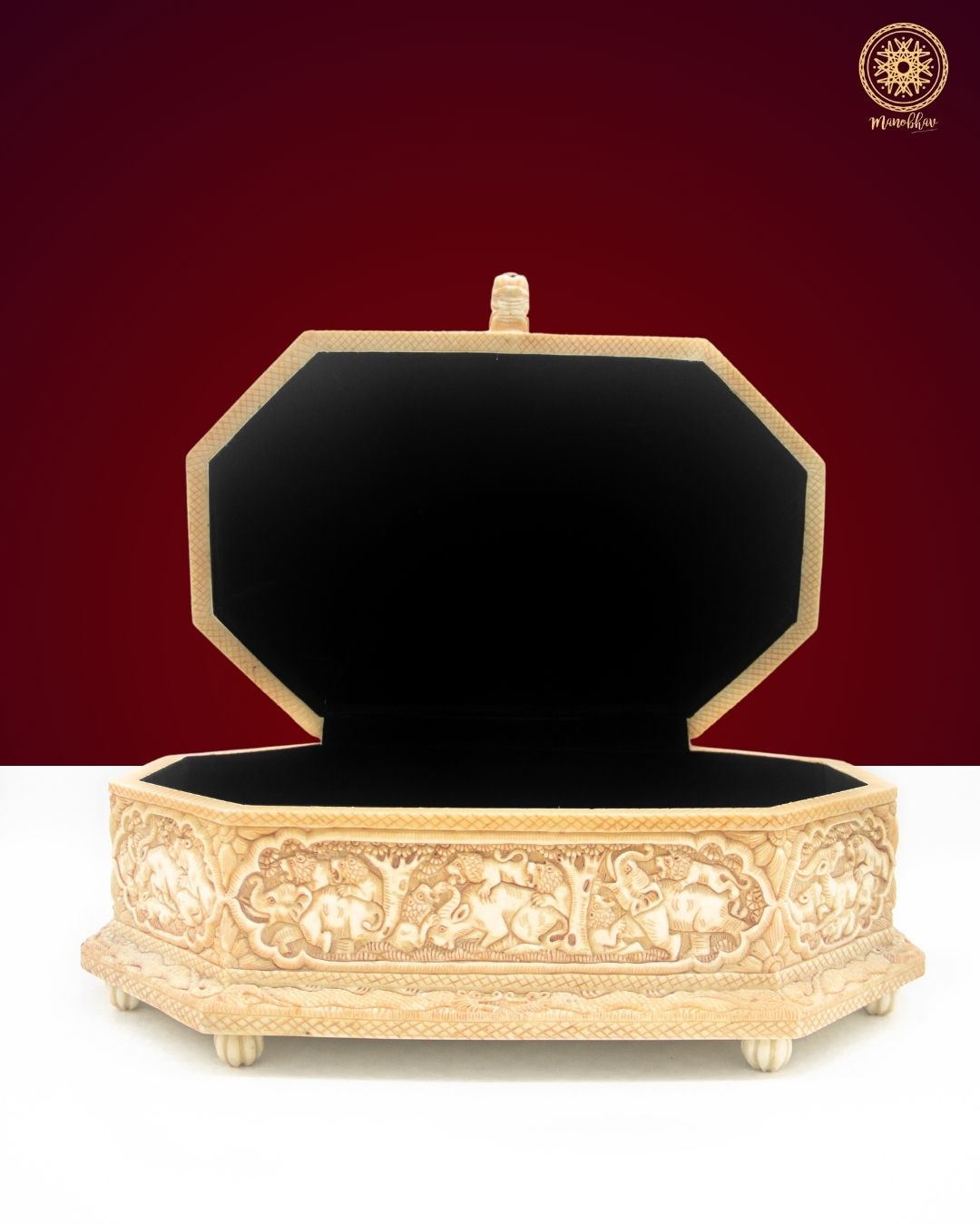 Elephant Themed Jewelry Storage Box | Handmade Octagonal Casket