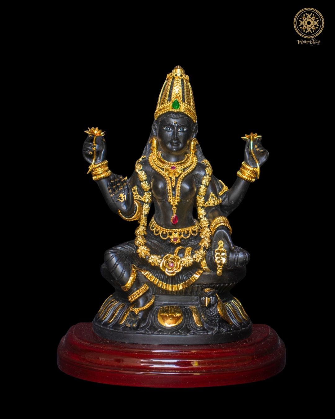 Black Lakshmi Ji Idol 9.6 Inch with Gold Plated Jewellery