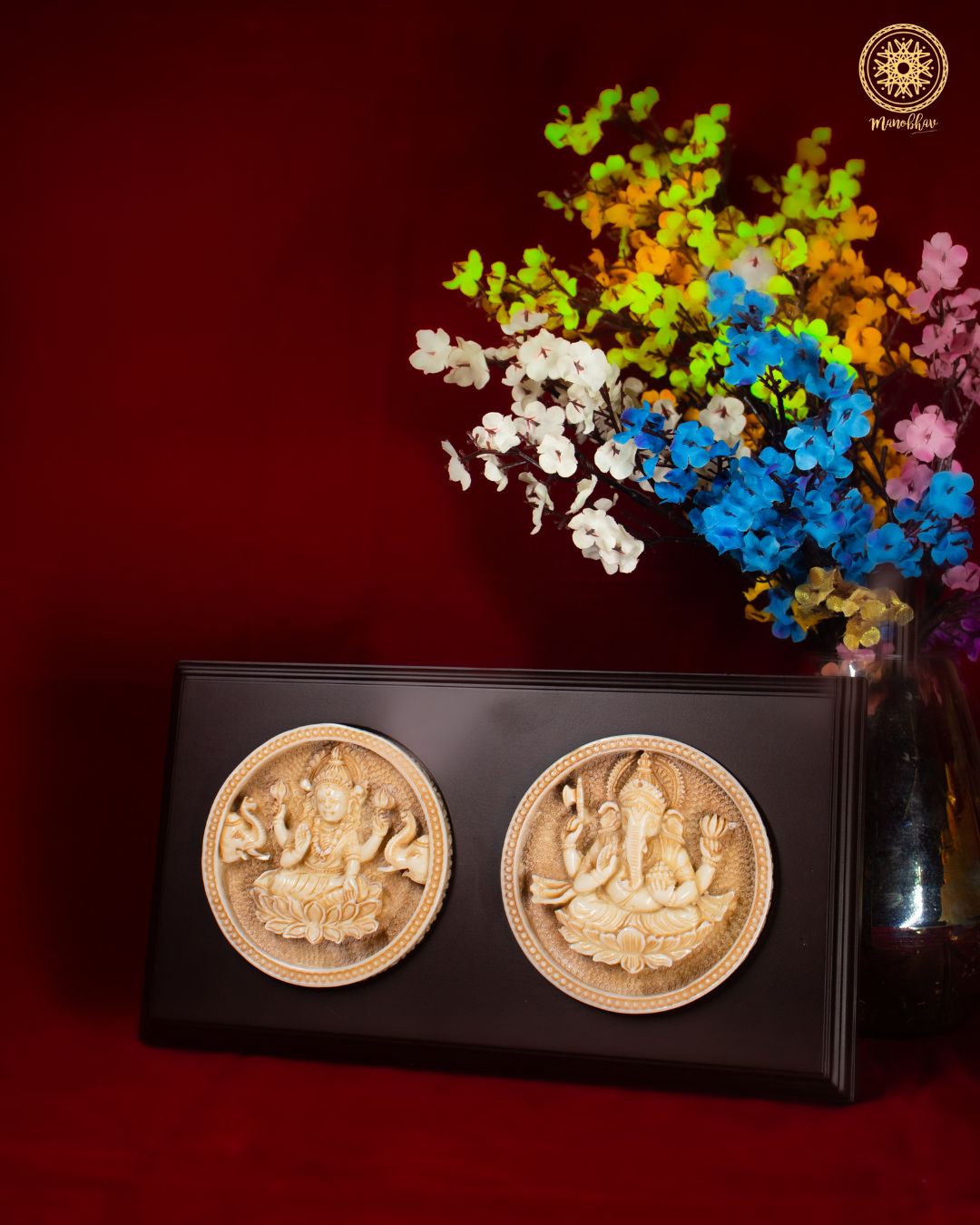 Divine Ganesha & Lakshmi Wall Hanging Frame | Wooden & Resin Wall Decor