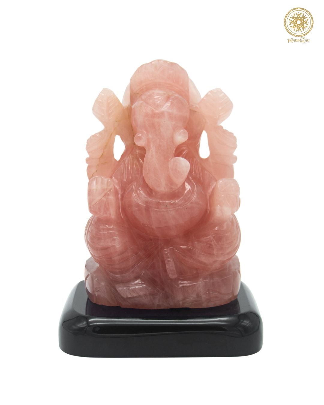 Natural Rose Quartz Ganesha Statue | Hand Carved Gemstone