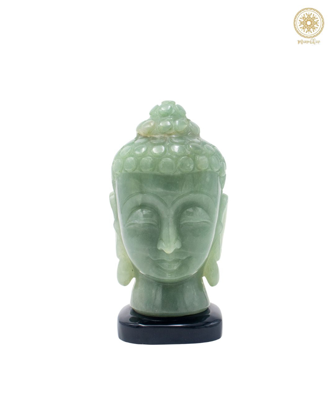 Green Aventurine Crystal Buddha Head Statue – Symbol of Peace, Luck & Positive Energy