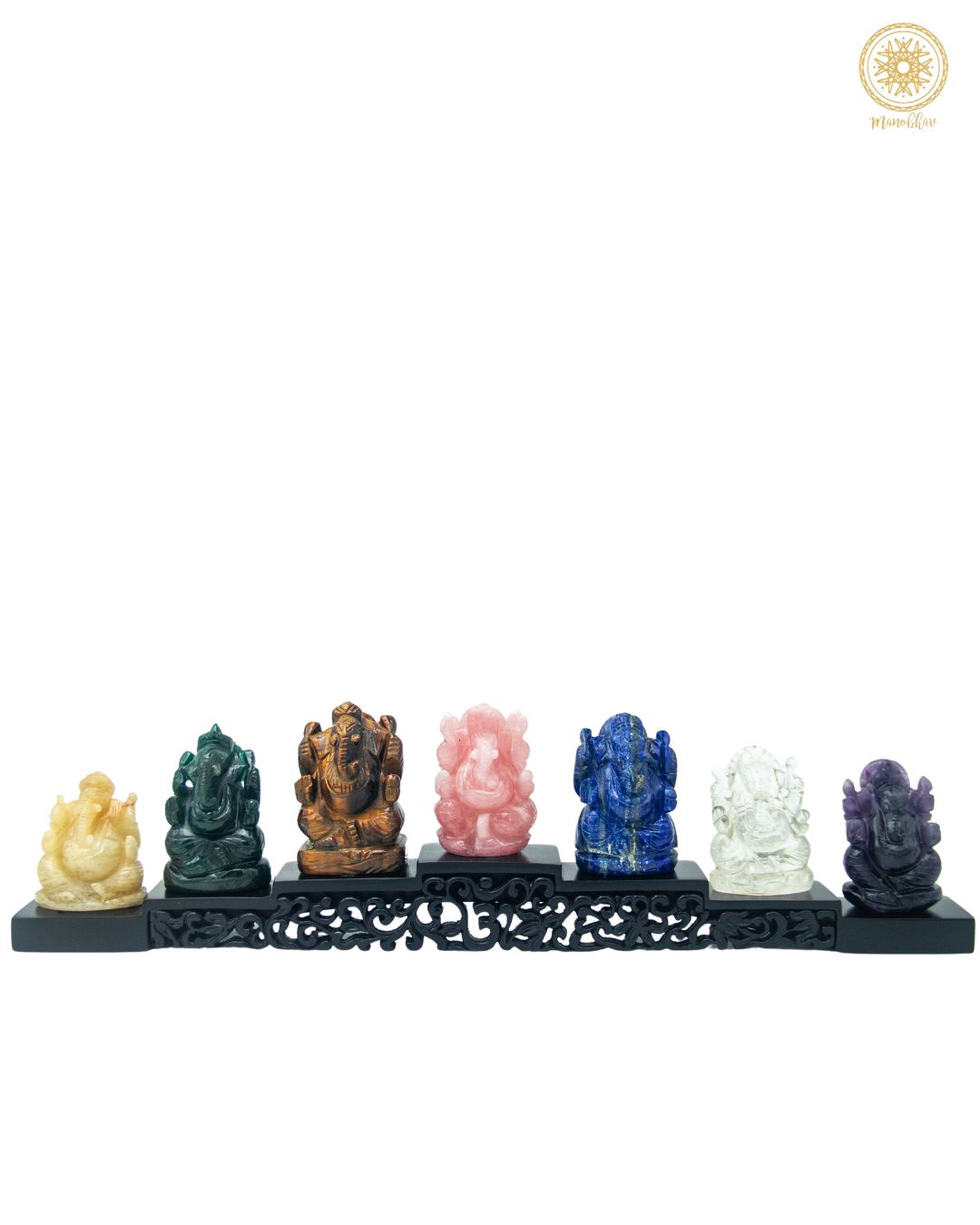 Handcarved Gemstone Ganesha Set | Gemstone Idol