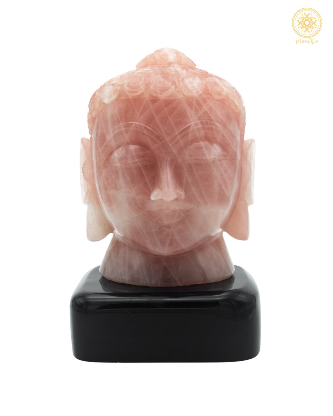Natural Rose Quartz Buddha Head Statue | Handcrafted Gemstone Tabletop