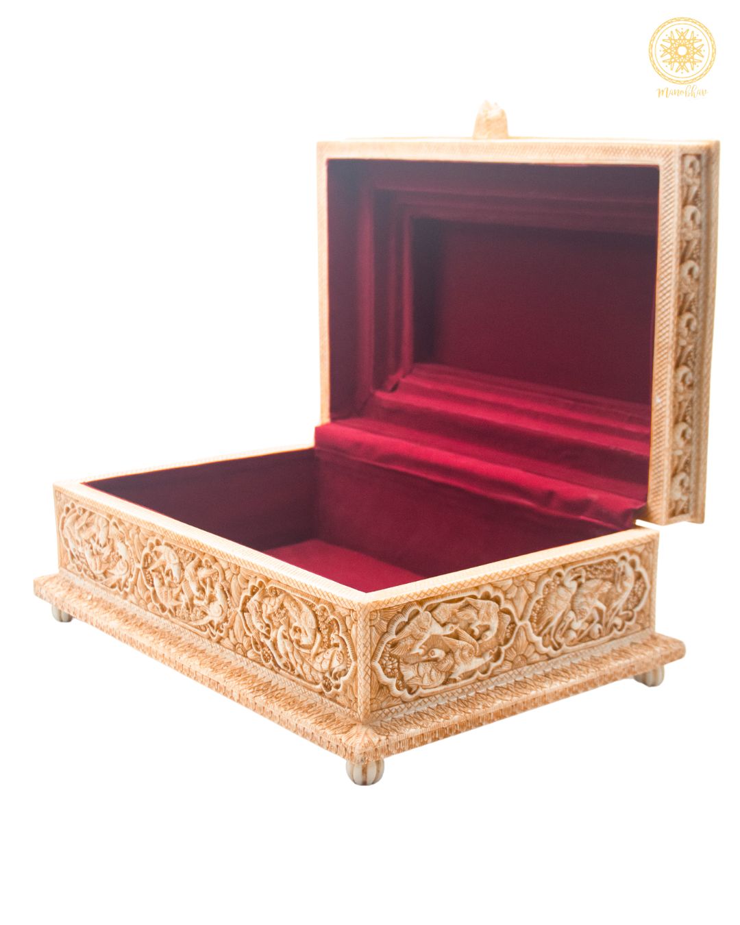 Hand Carved Jewelry Box with Birds Design | Antique Casket for Family Heirloom