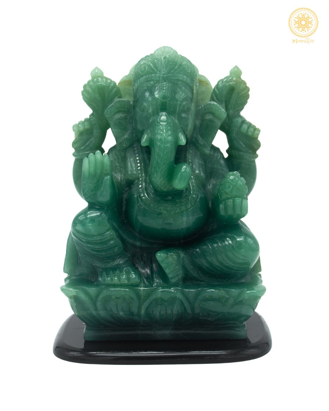 Handcrafted Green Aventurine Lord Ganesha Idol | Gemstone Statue
