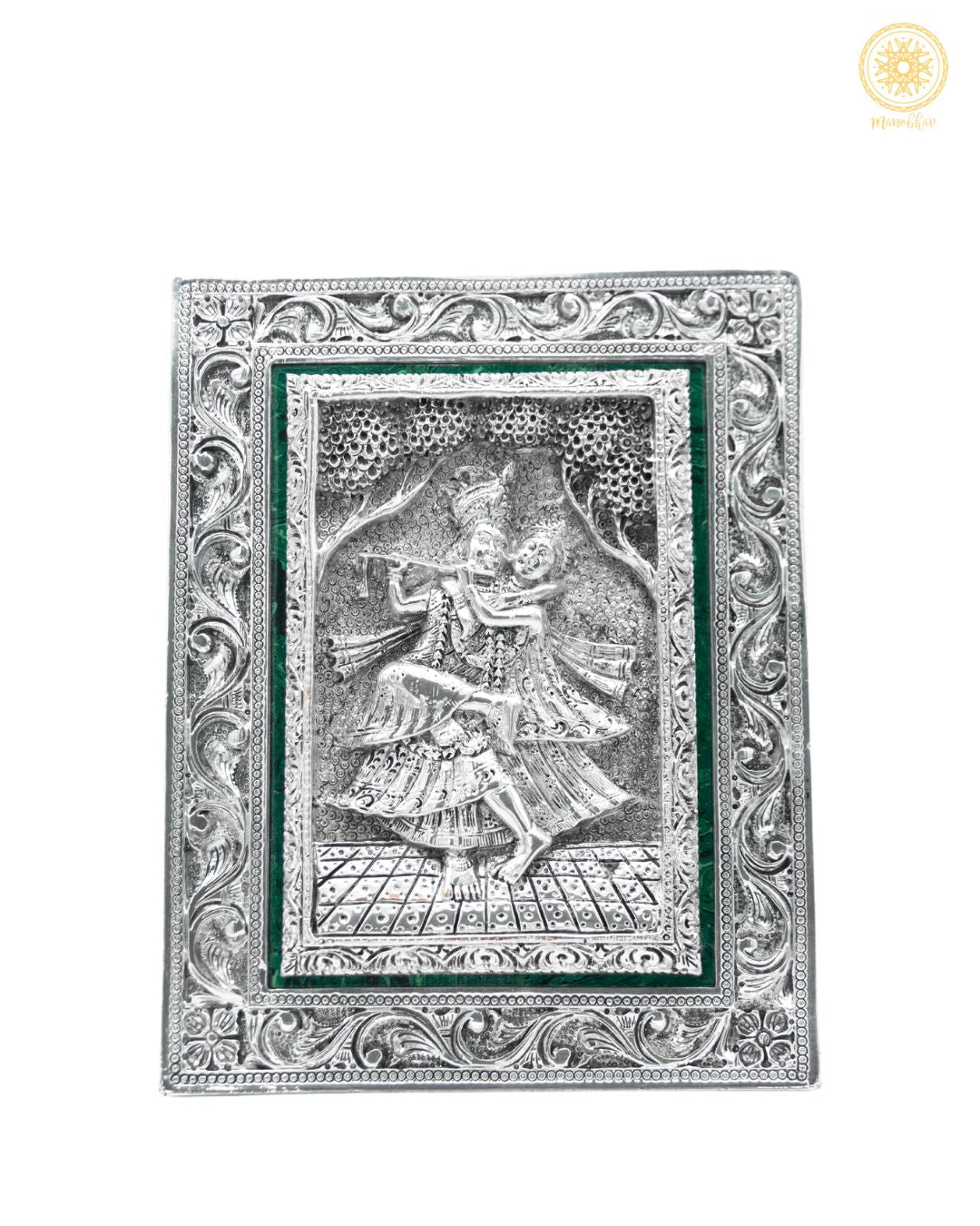 Hand crafted Radha Krishna Frame | Silver Plated Tabletop