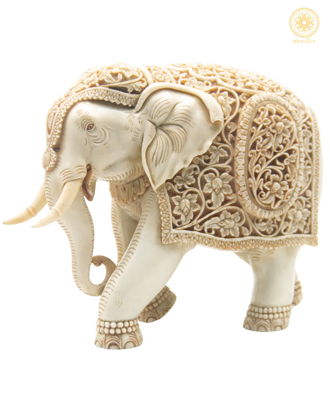 Hand Carved Resin Elephant Statue | Animal Art Figurine for Gift