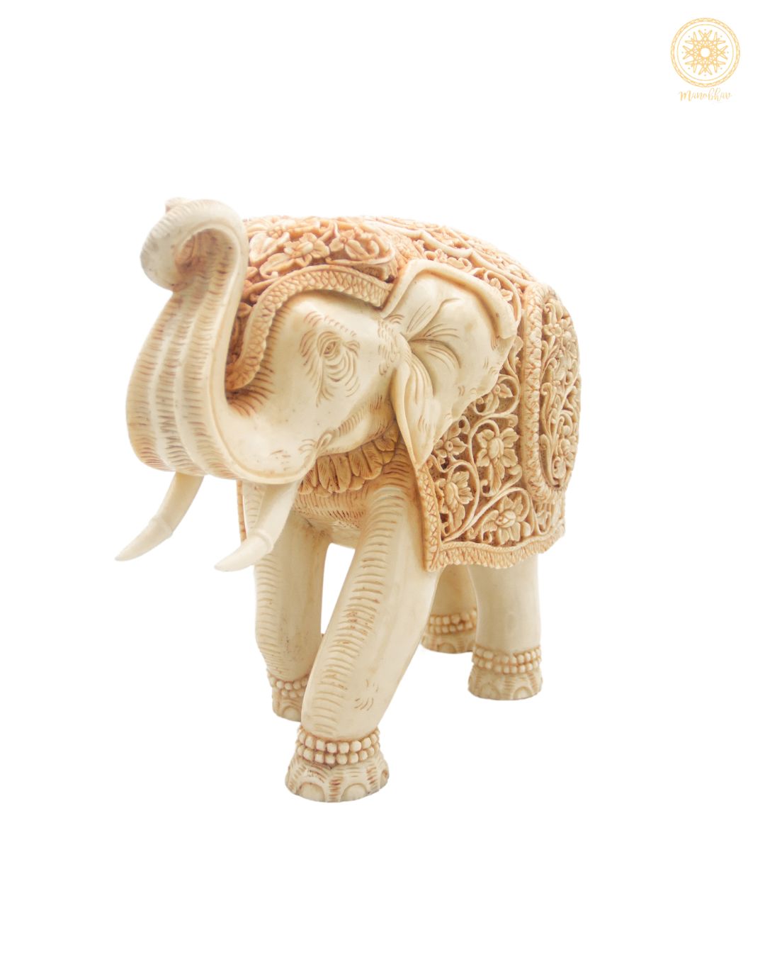 Hand-Carved Trunk-Up Resin Elephant Figurine for Home & Office Decor