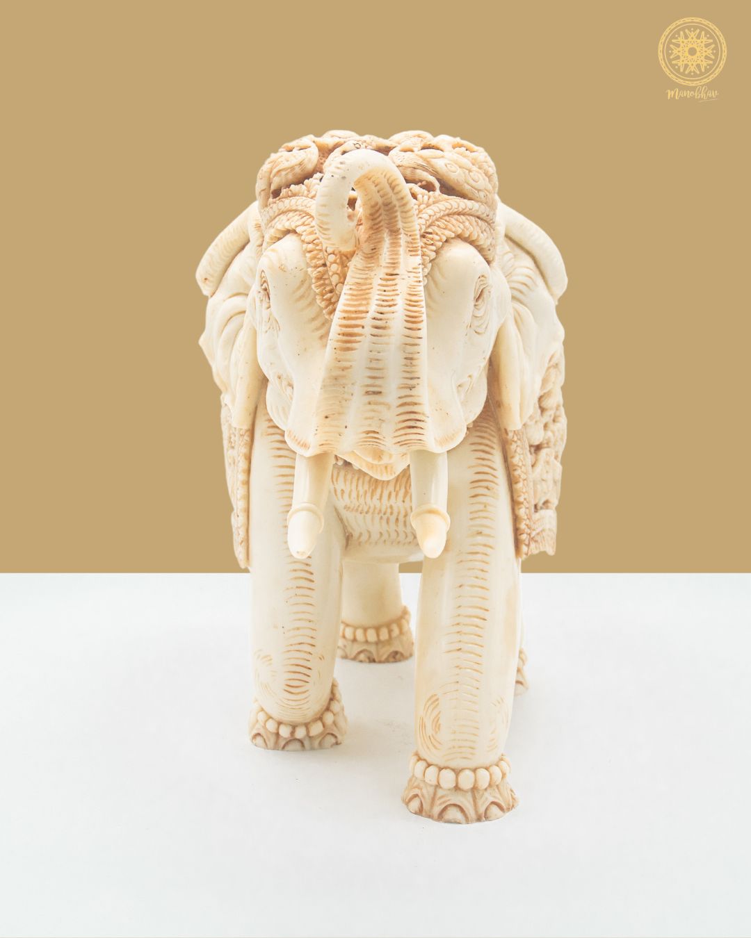 Hand Carved Resin Elephant Sculpture | Decorative Figurine For Gift