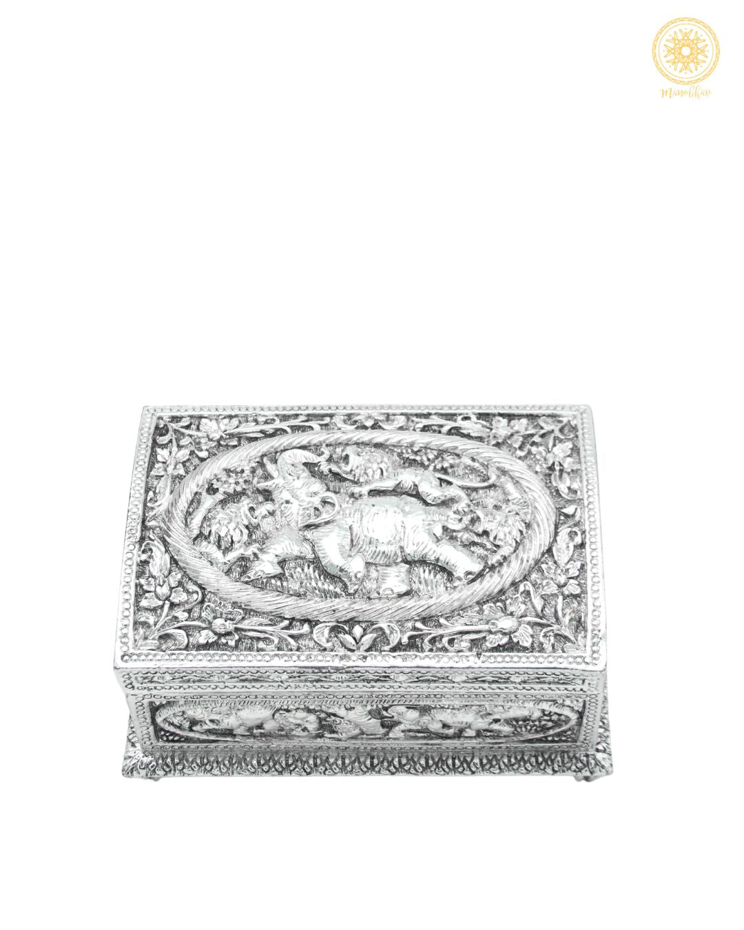 Luxurious Silver Plated Jewelry Box | Hand Carved Resin Box