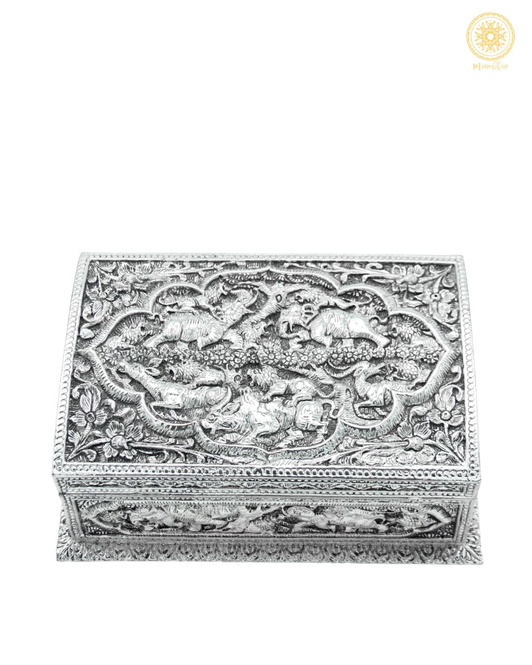 Luxurious Silver Coated Jewelry Box | Hand-Sculpted Resin Box