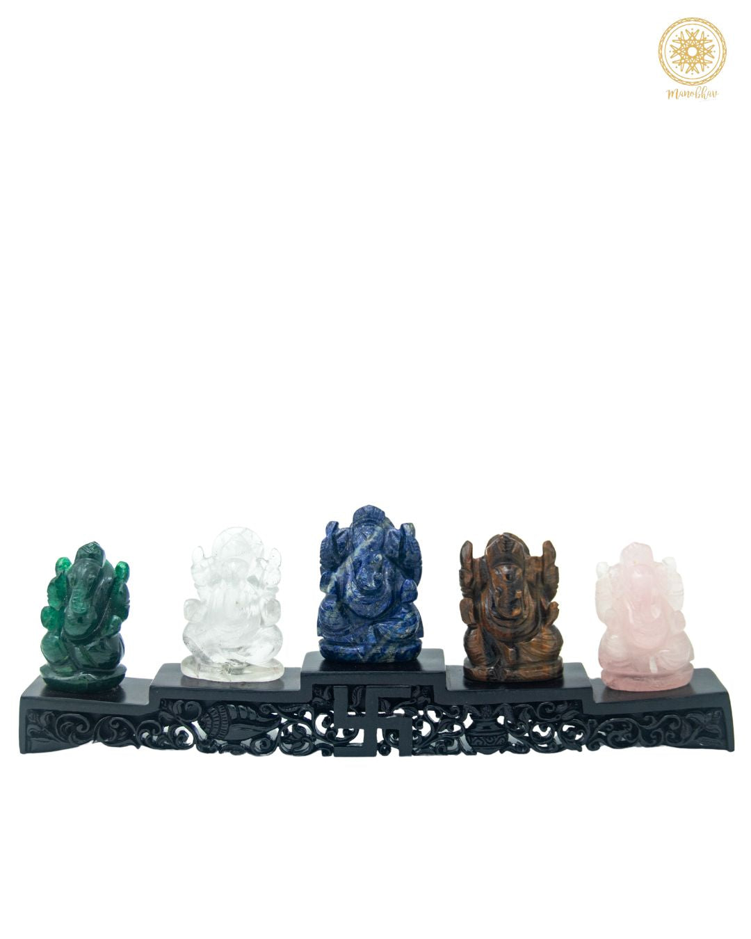 Handcarved Gemstone Ganesha Set | God Idol