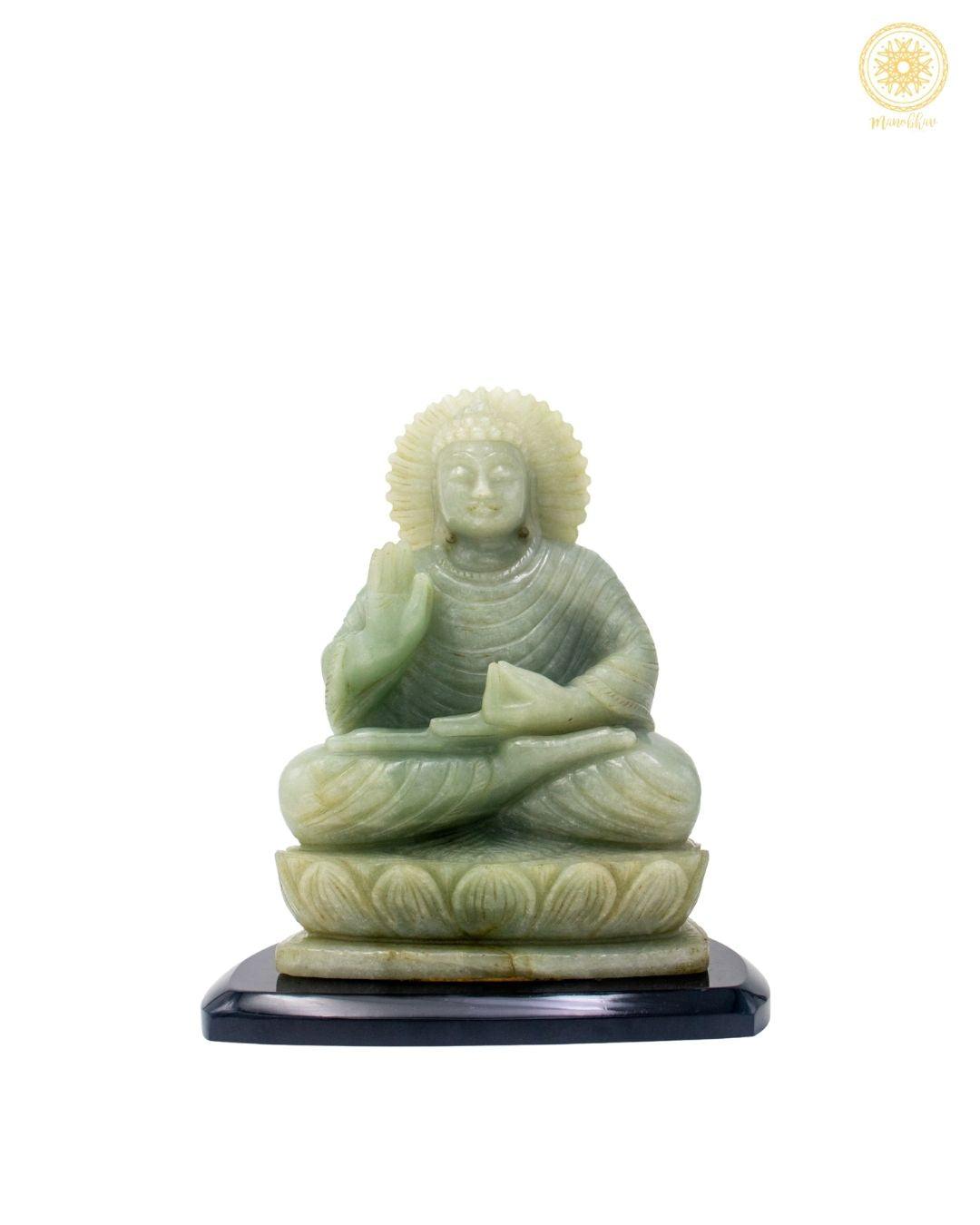 Green Aventurine Vitarka Mudra Buddha Statue – Hand Carved Crystal