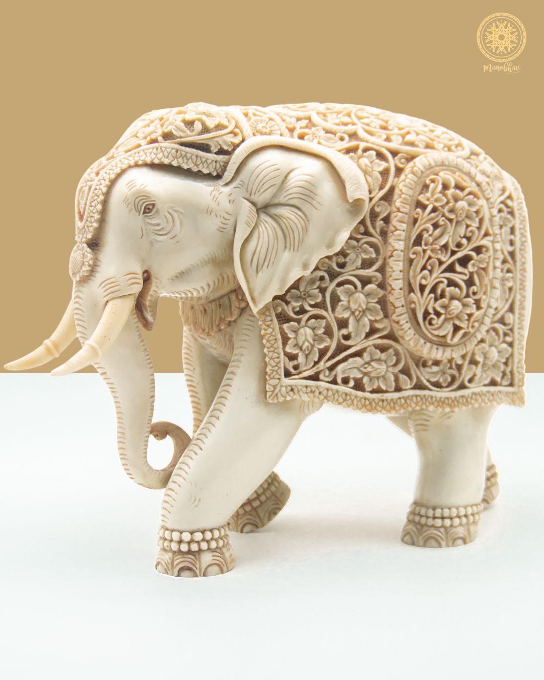 Hand Carved Resin Elephant Statue | Animal Art Figurine for Gift