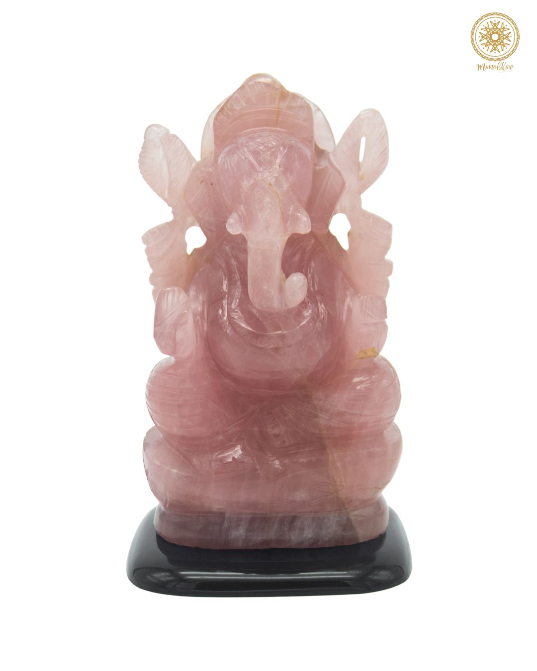 Handcrafted  Rose Quartz Ganesha Idol