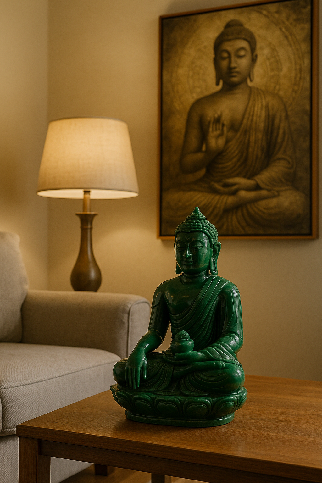 Natural Green Aventurine Buddha Statue | Hand Carved Sculpture Figurine