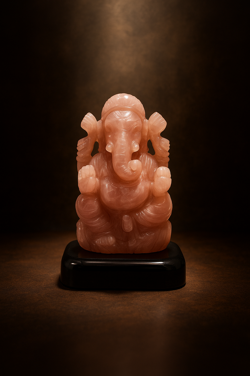Natural Rose Quartz Ganesha Statue | Hand Carved Gemstone