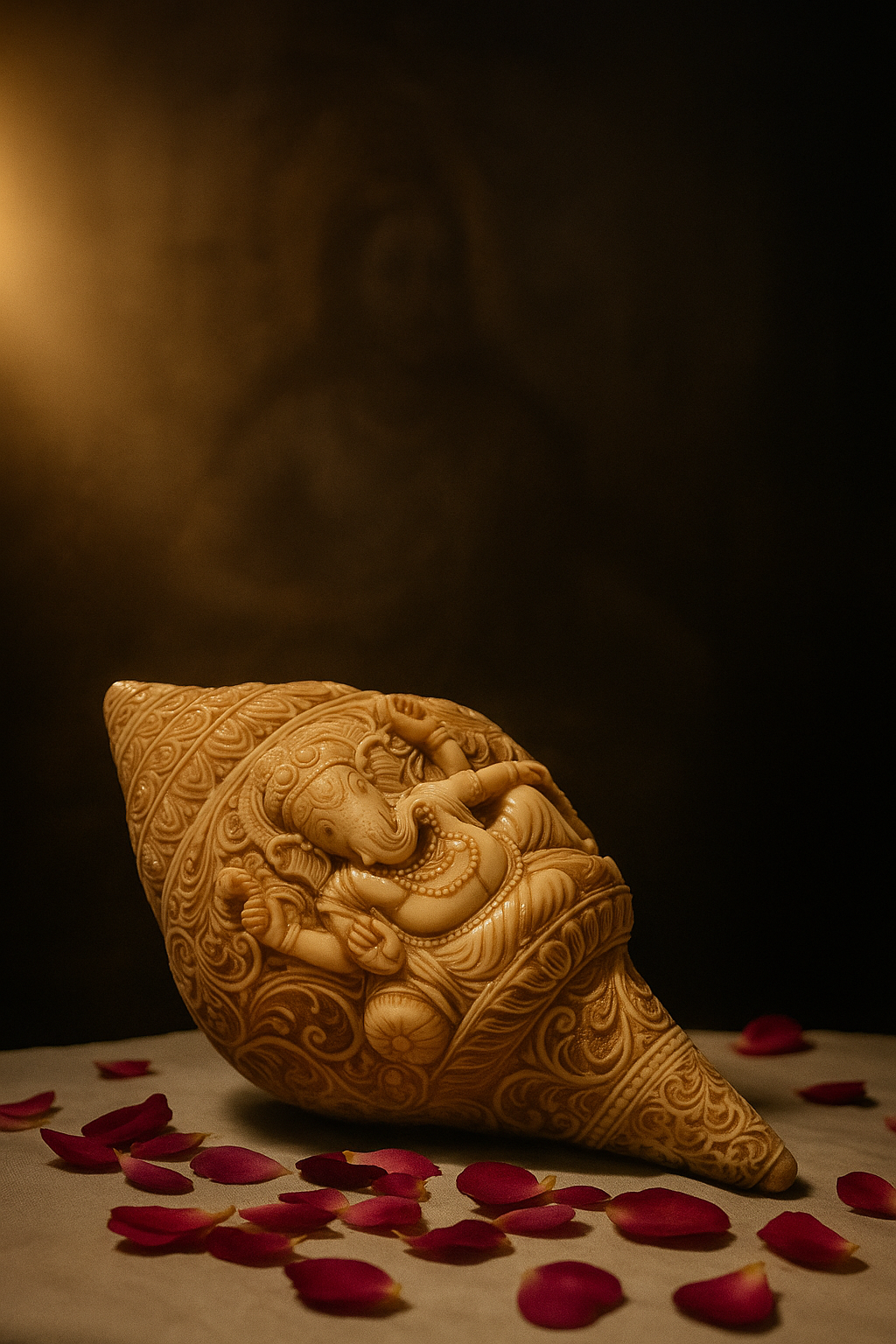 Handcrafted Resin Ganesha Conch Shell | Shankh