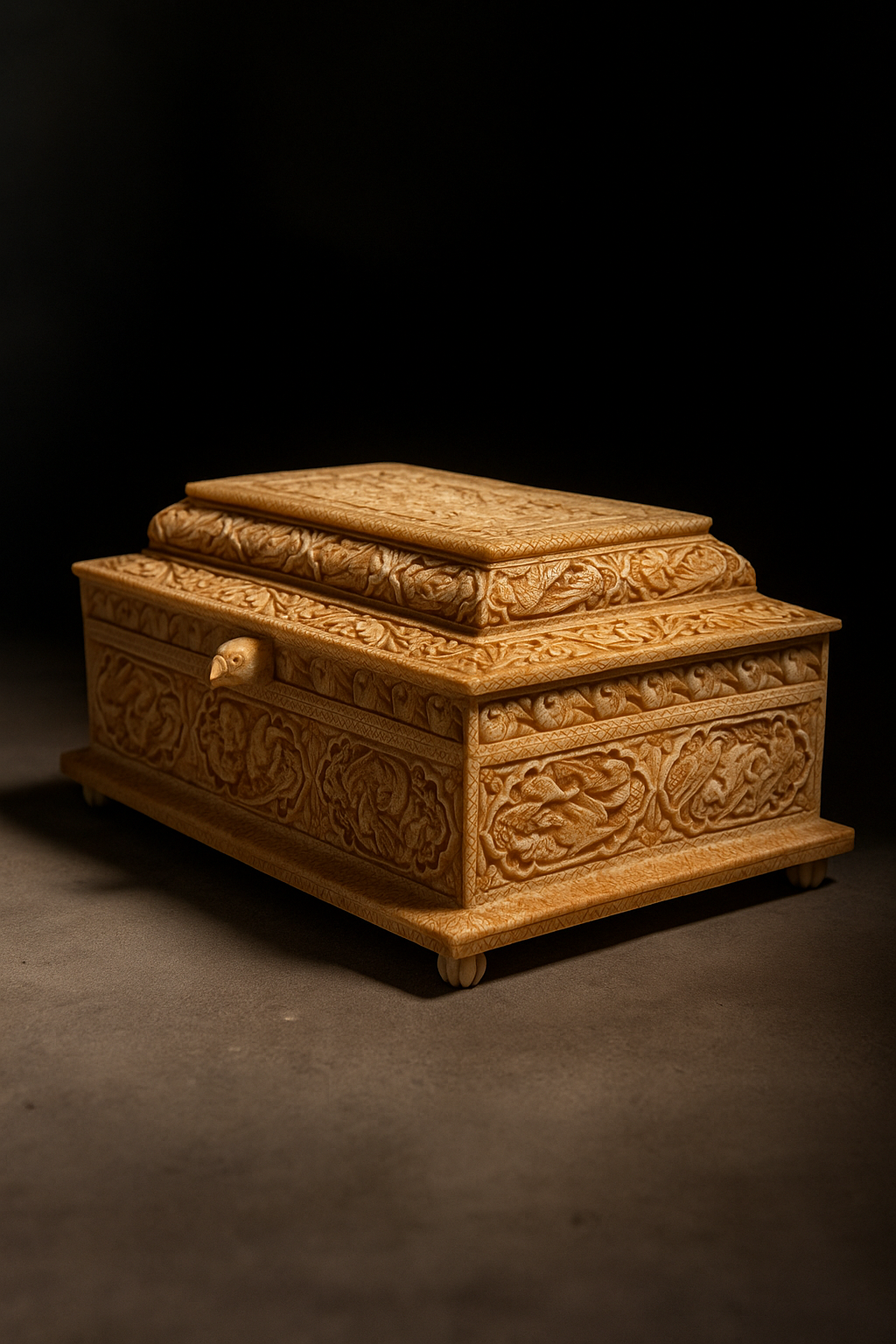 Hand Carved Jewelry Box with Birds Design | Antique Casket for Family Heirloom