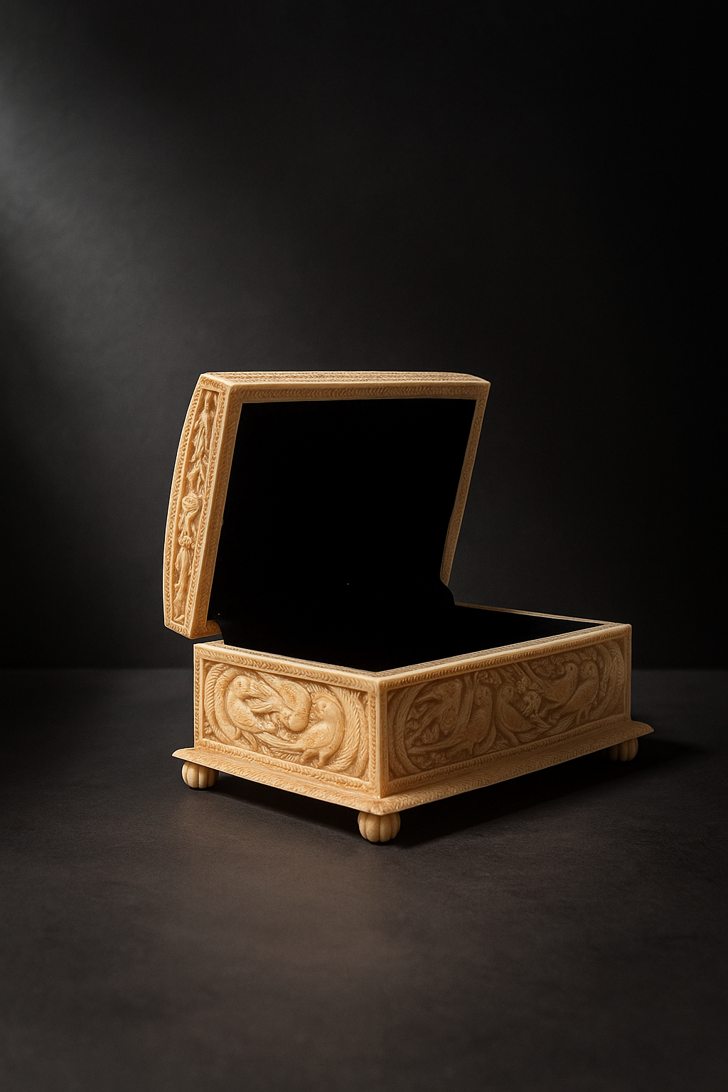 Hand-Carved Jewelry Organizer Box | Decorative Jewelry Storage Trinket Box