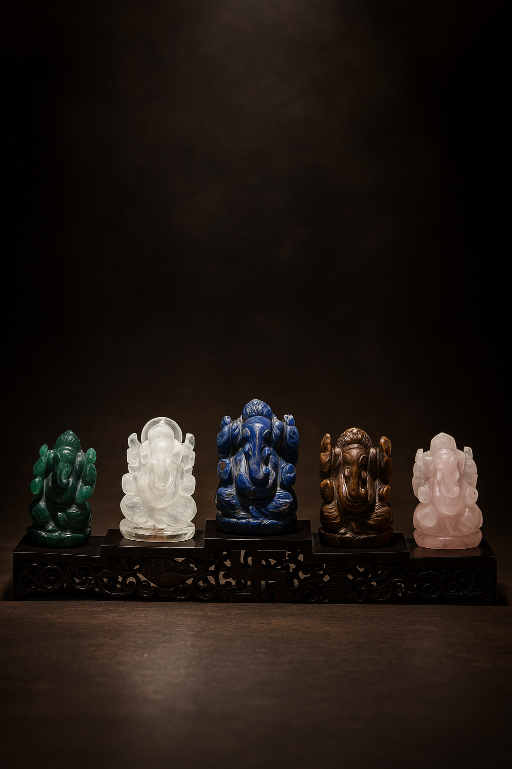 Handcarved Gemstone Ganesha Set | God Idol