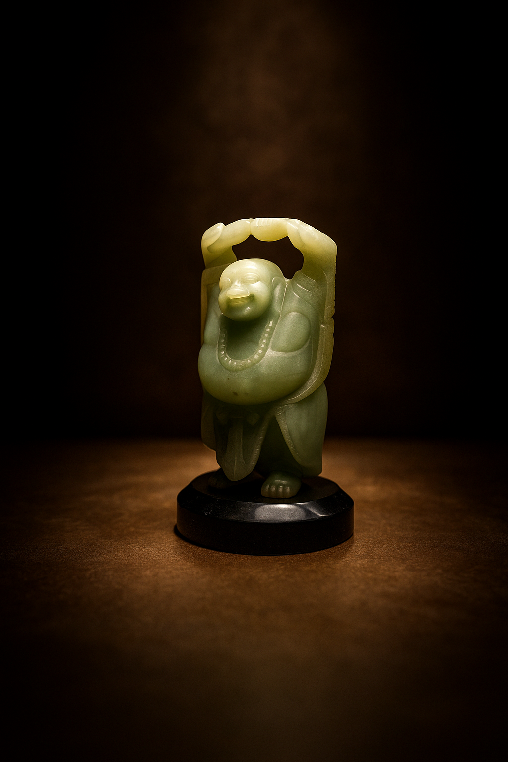 Hand Carved Green Aventurine Happy Laughing Buddha Statue