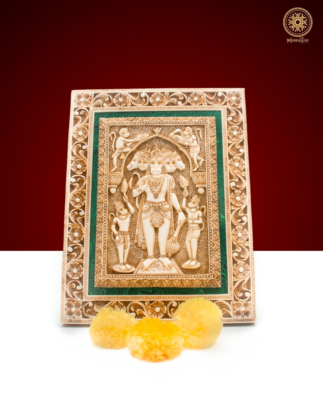 Hand Carved Hanuman Ji Wall Hanging Frame | Decorative Wall Art for Home Gallery
