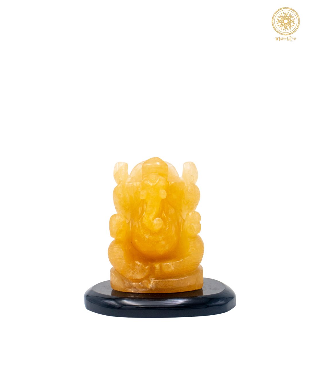 Yellow Aventurine Sitting Ganesha Statue for Success and Good Luck