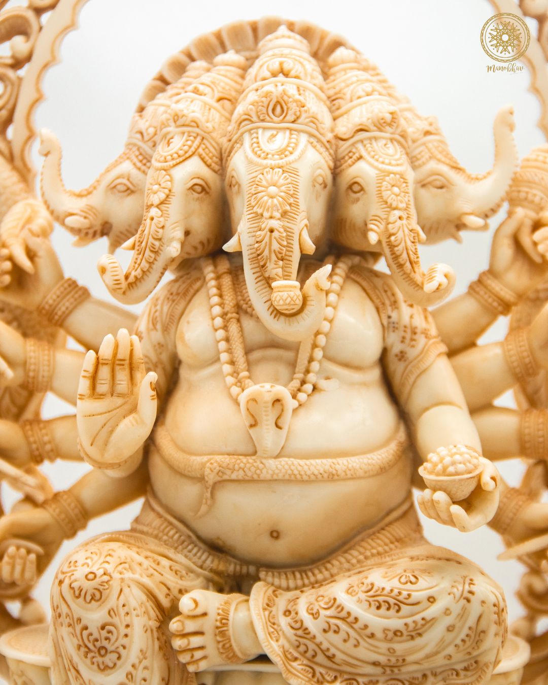 Purpledip Miniature Ganesha Statue Set - Siddhi Vinayak & Panchmukhi Ganesh Collectible Idols