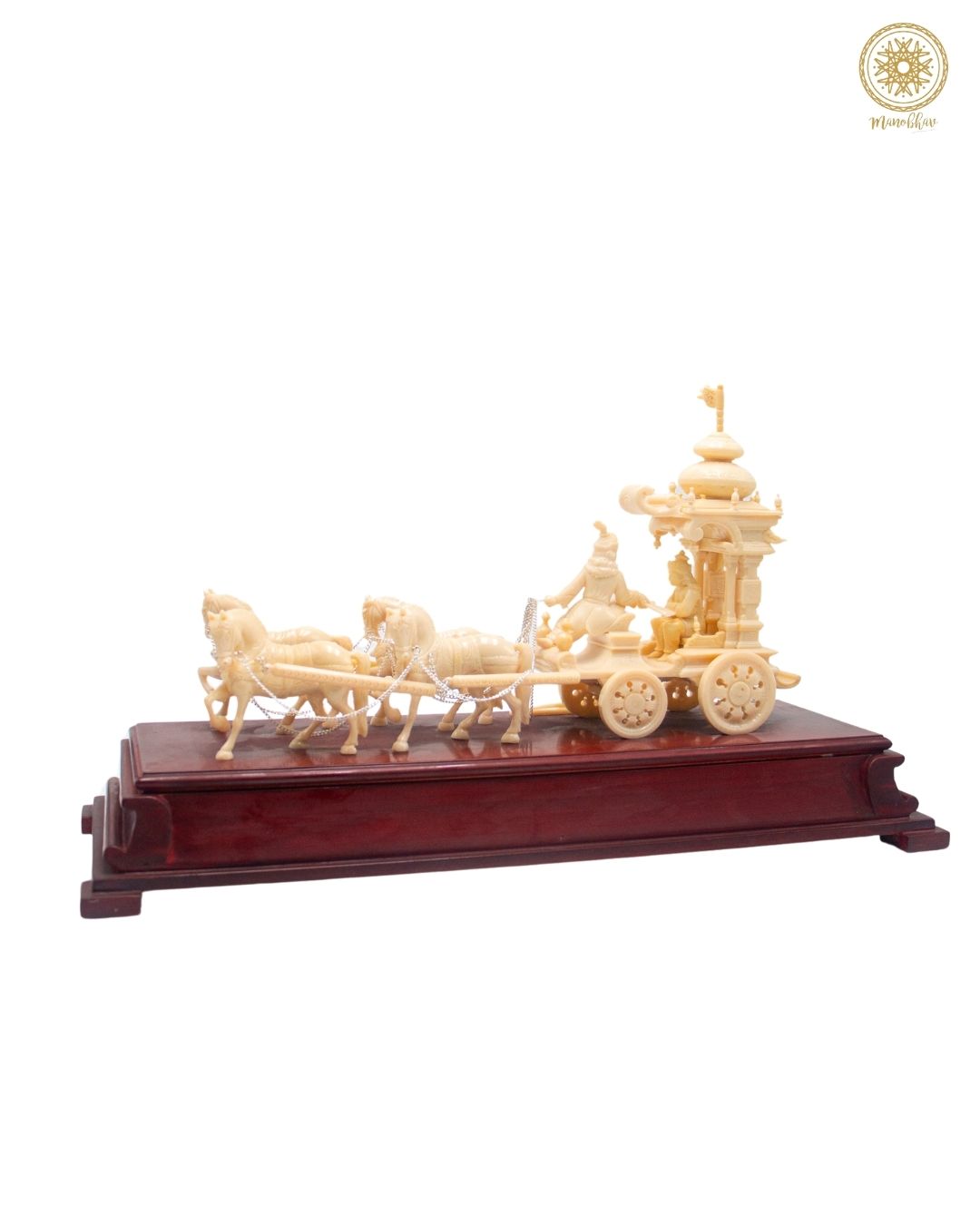Arjun-Krishna Mahabharat Rath Showpiece | Resin Kurukshetra Chariot
