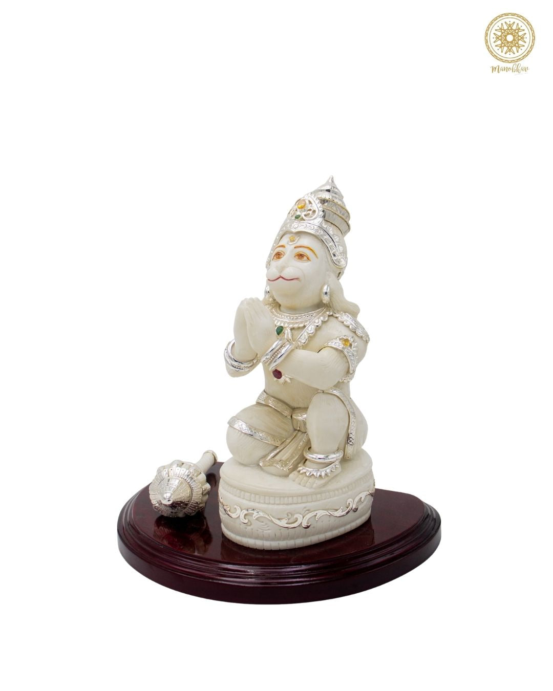 Handcrafted Marble Dust Hanuman Idol with Silver Finish Jewelry