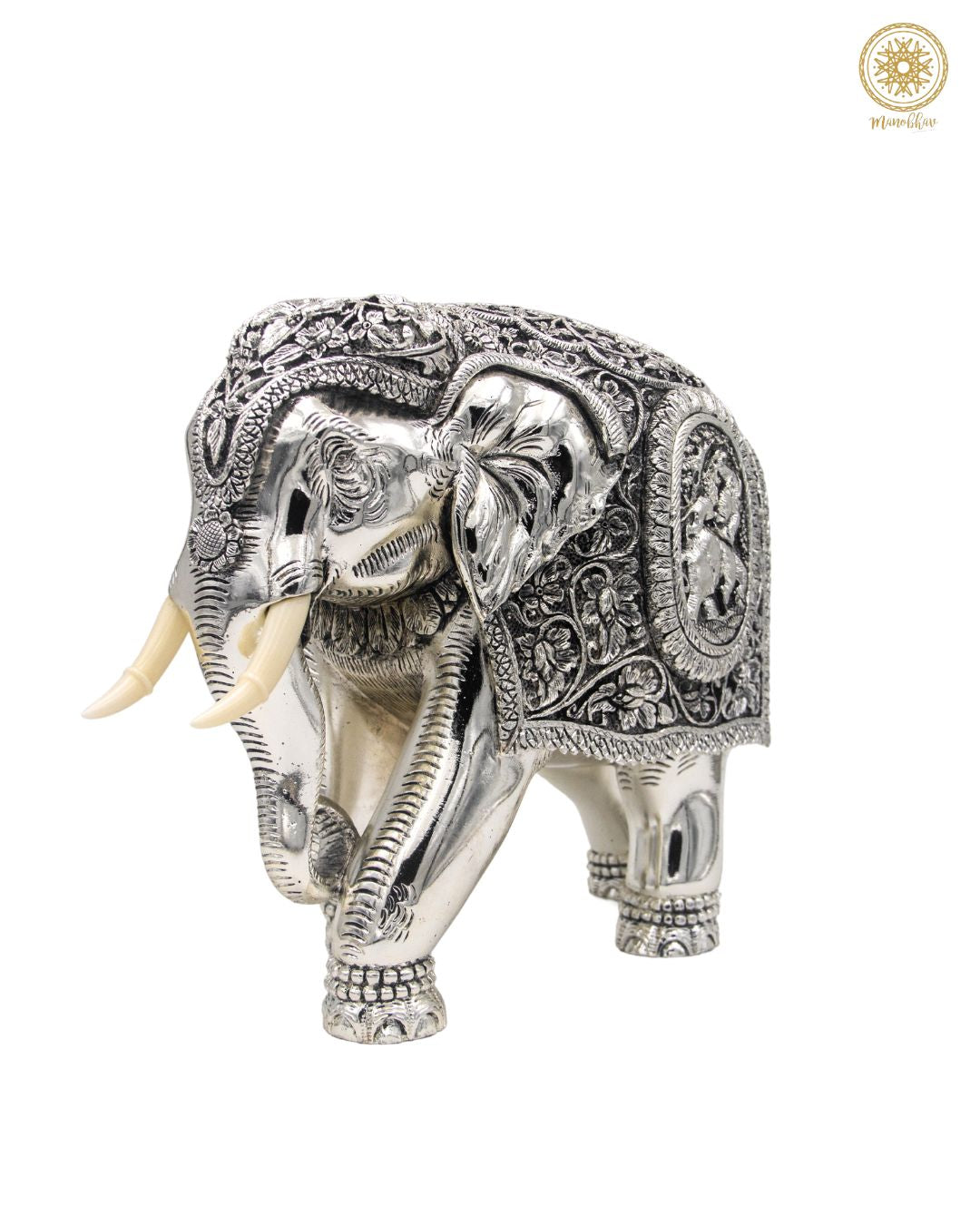 Unique Silver Plated Elephant Figurine |  Ideal for Home Decor, Table Decor and Gifting