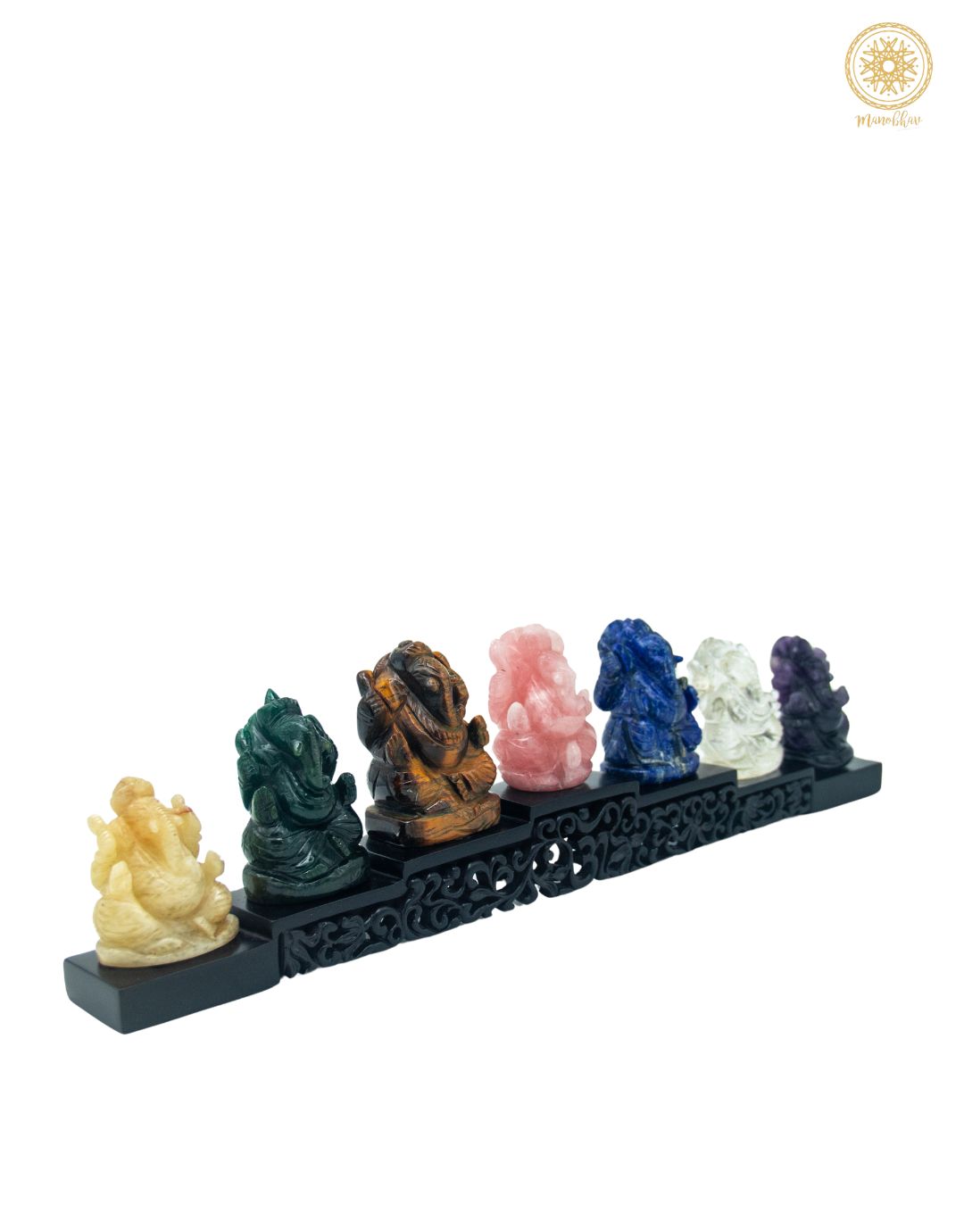 Handcarved Gemstone Ganesha Set | Gemstone Idol