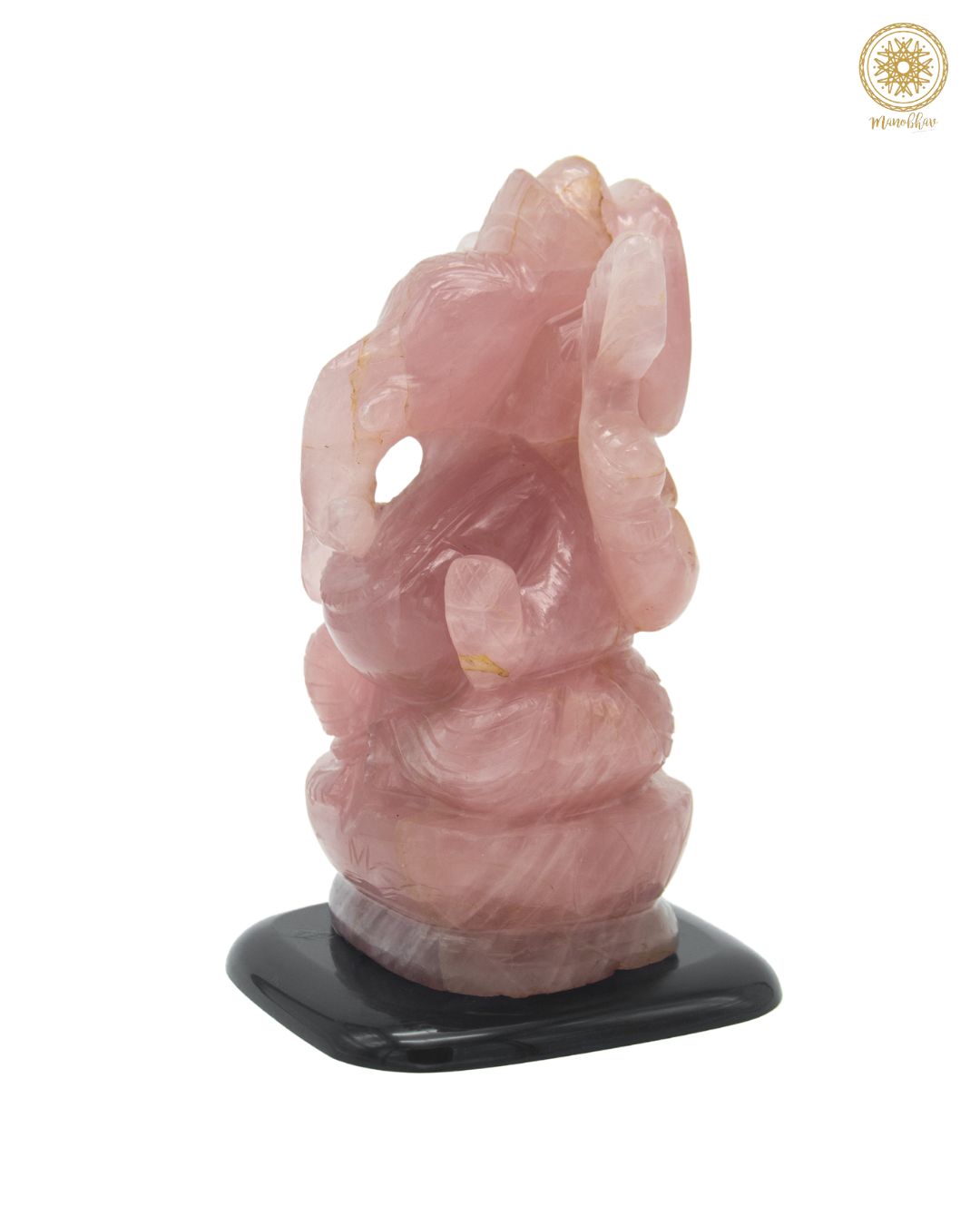 Handcrafted  Rose Quartz Ganesha Idol