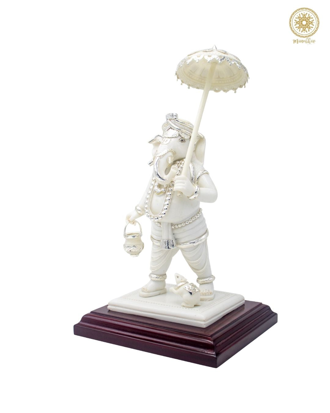Handcrafted Standing Lord Ganesha Idol with Umbrella