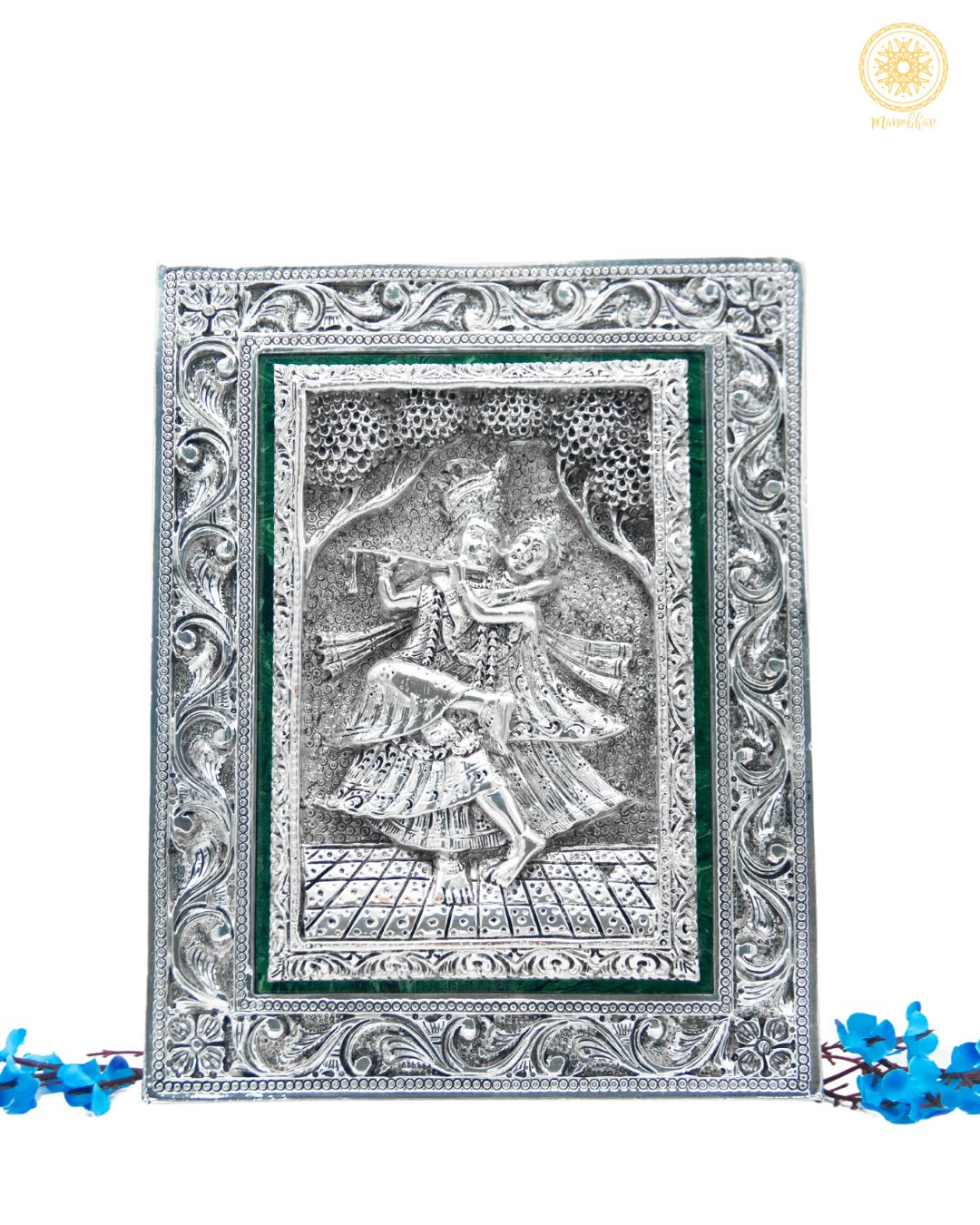 Hand crafted Radha Krishna Frame | Silver Plated Tabletop