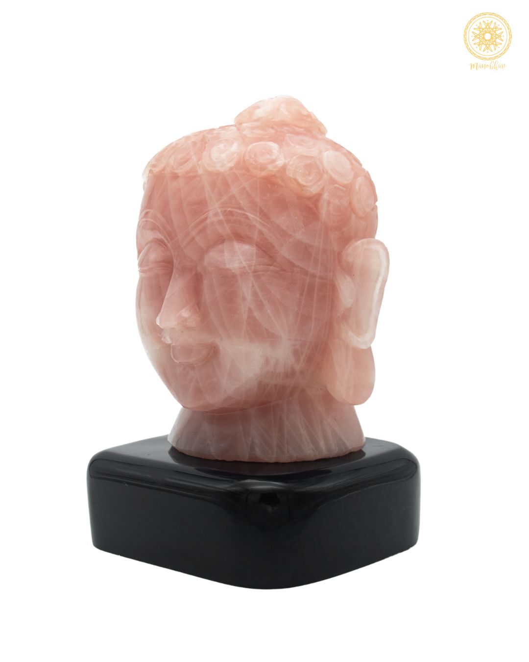 Natural Rose Quartz Buddha Head Statue | Handcrafted Gemstone Tabletop
