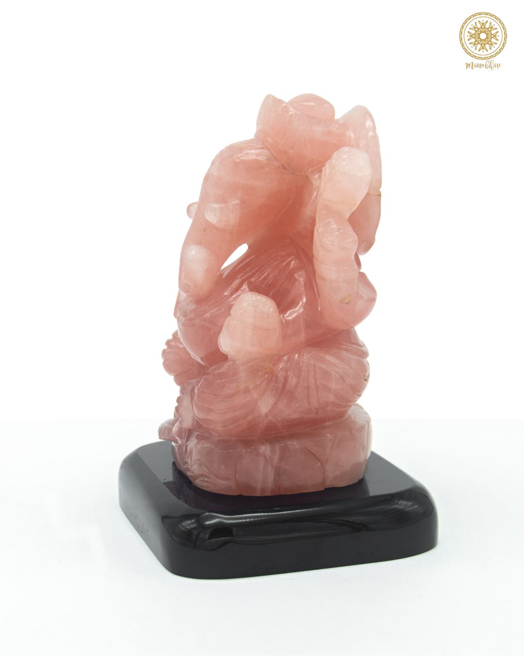 Natural Rose Quartz Ganesha Statue | Hand Carved Gemstone
