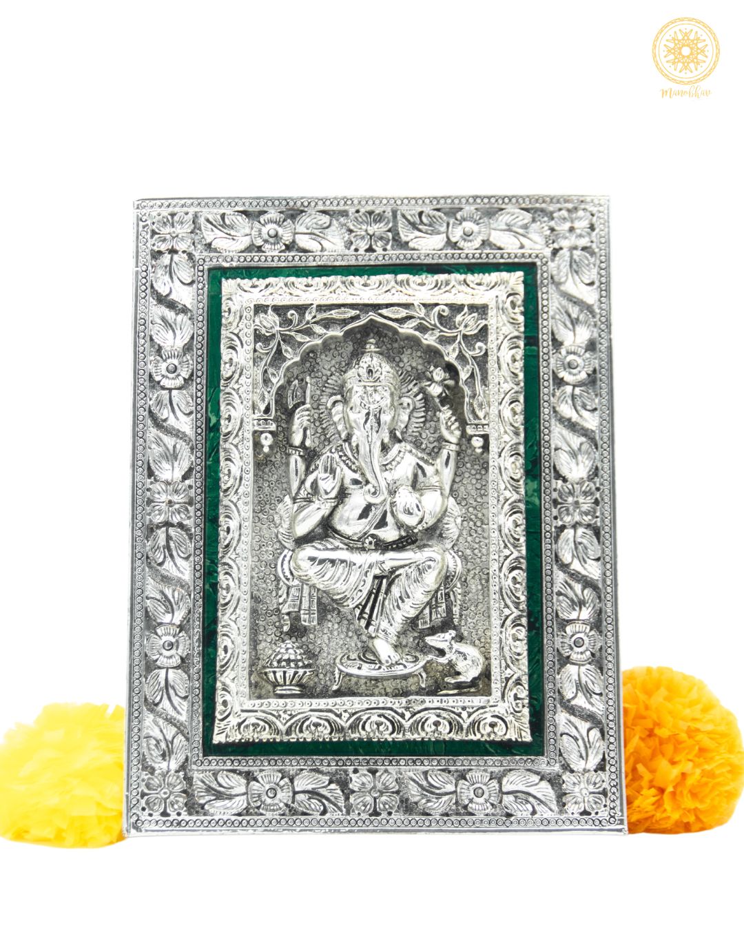 Hand Crafted Ganesha Frame | Silver Plated Tabletop