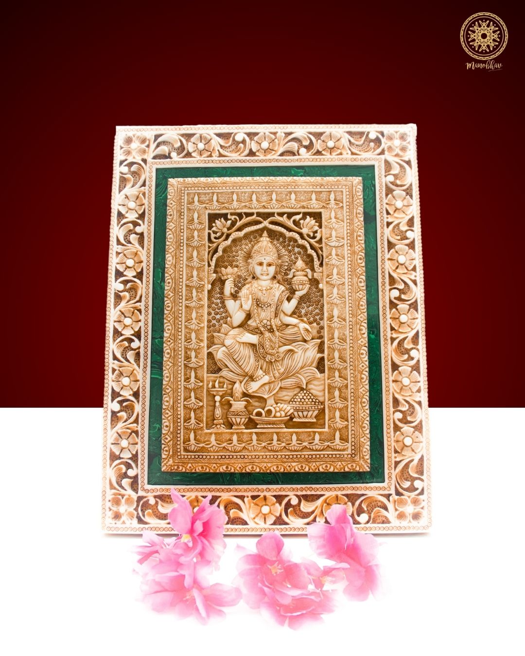 Hand Carved Goddess Lakshmi Wall Hanging Frame for Home Decor