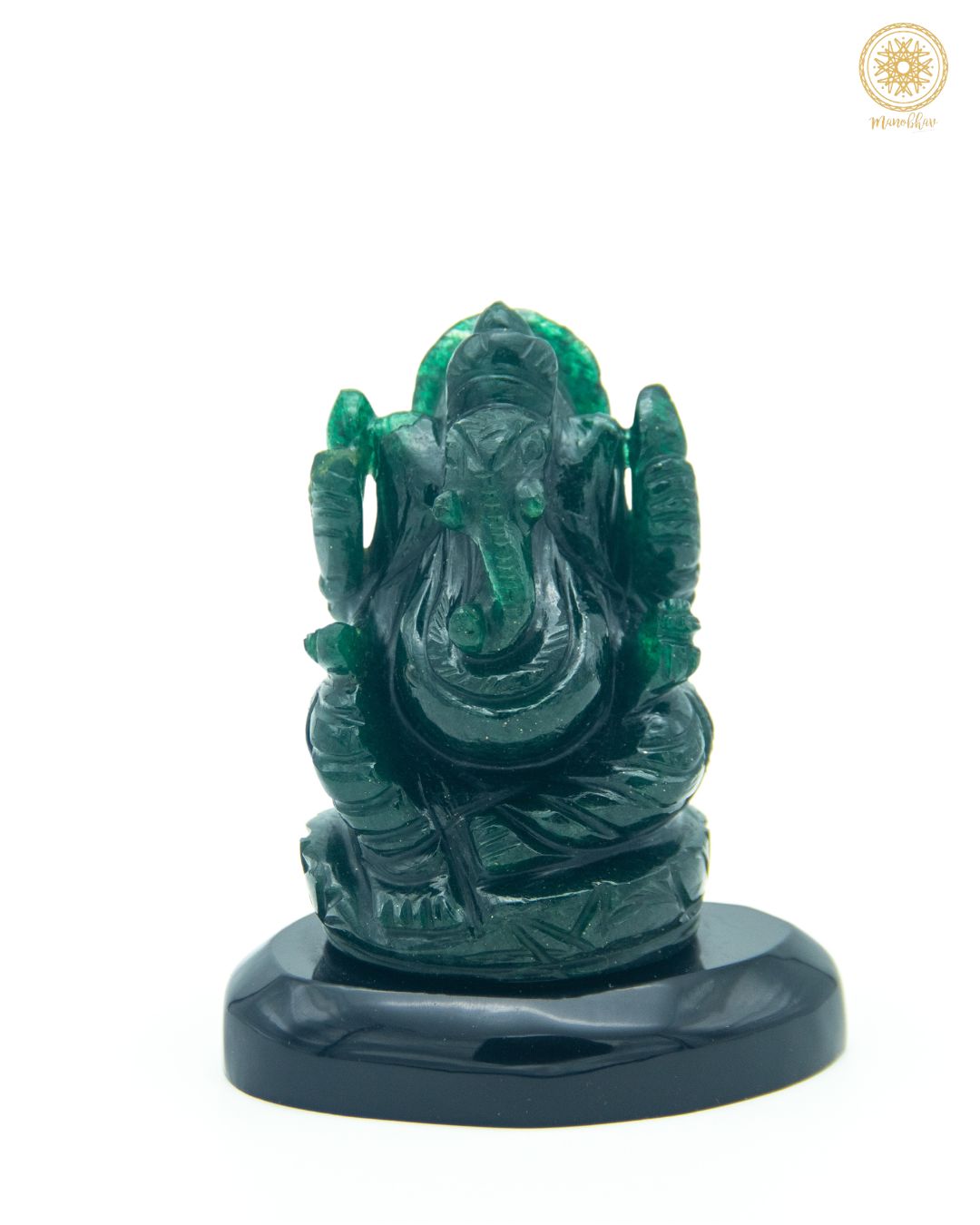 Hand Carved Green Aventurine Lord Ganesha Idol | Decorative Sculpture
