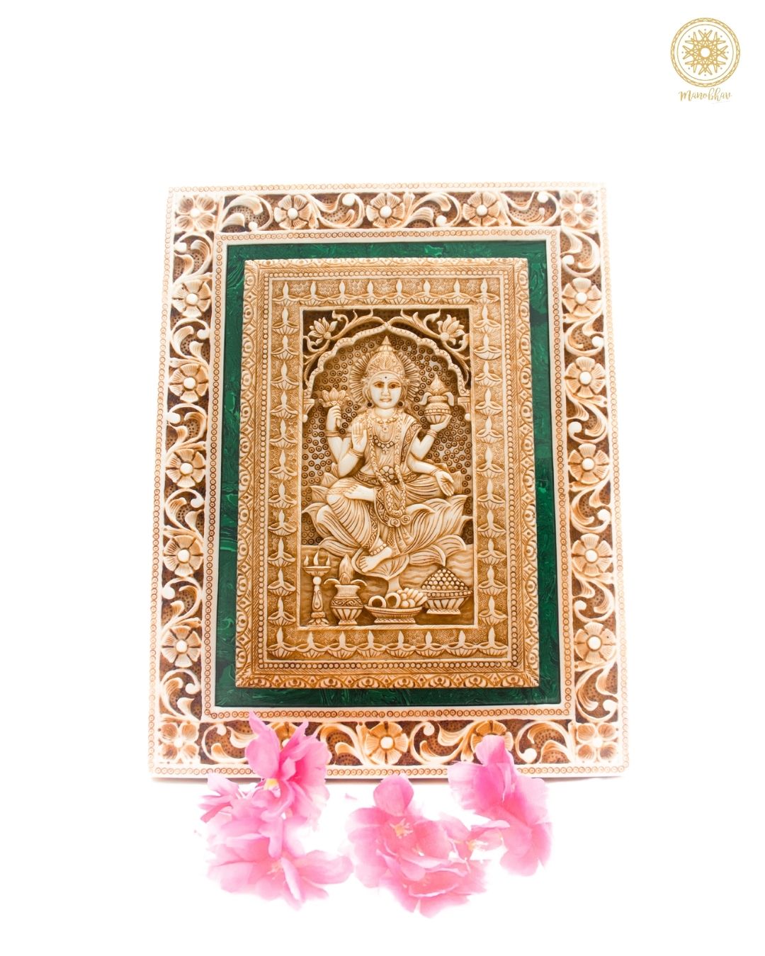 Hand Carved Goddess Lakshmi Wall Hanging Frame for Home Decor