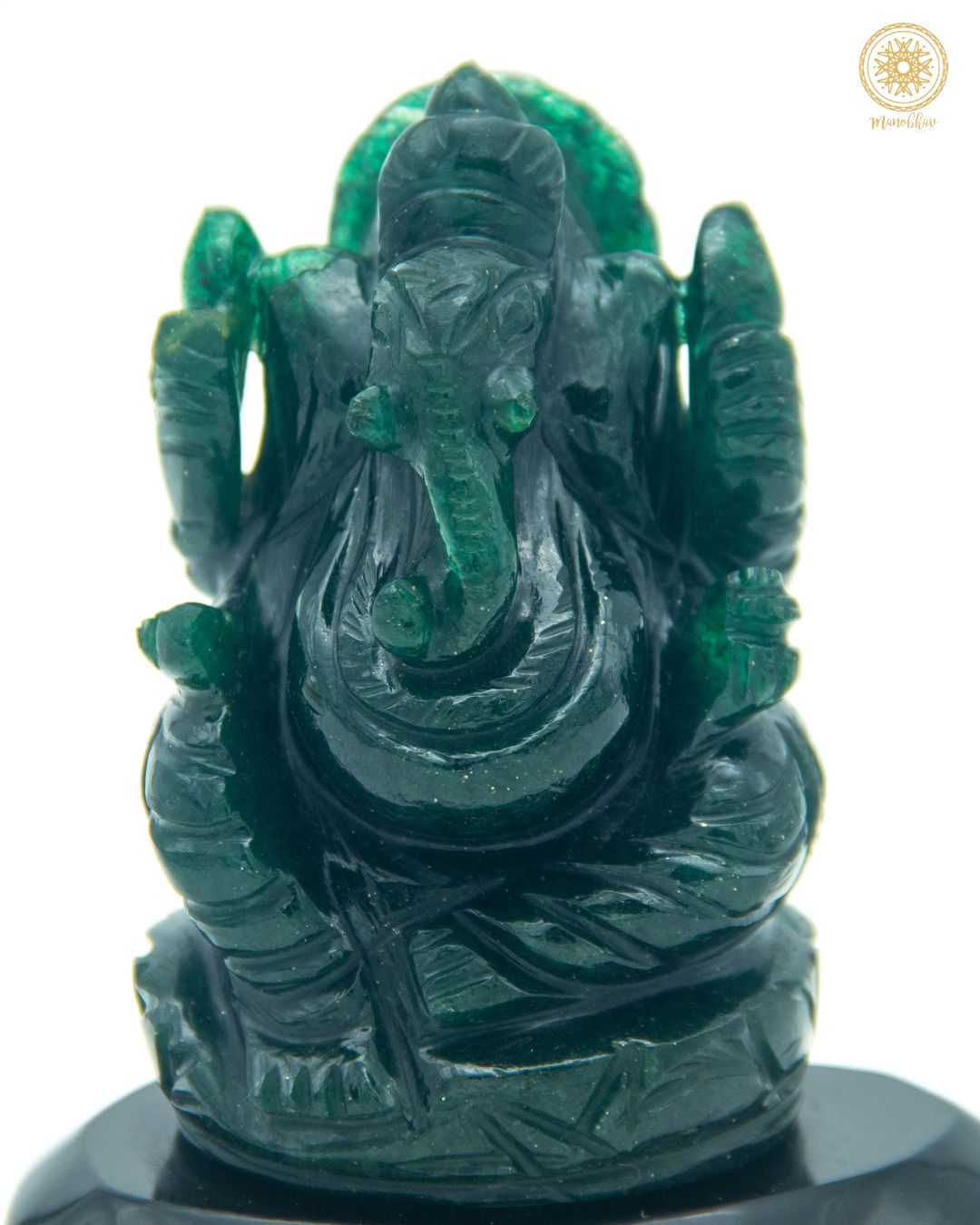 Hand Carved Green Aventurine Lord Ganesha Idol | Decorative Sculpture