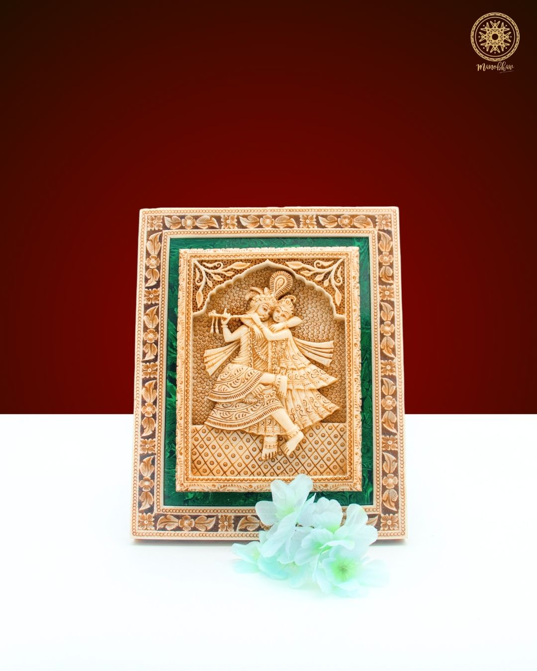 Hand Carved Radha Krishna Wall Hanging Frame | Unique Wall Art for Home Decor